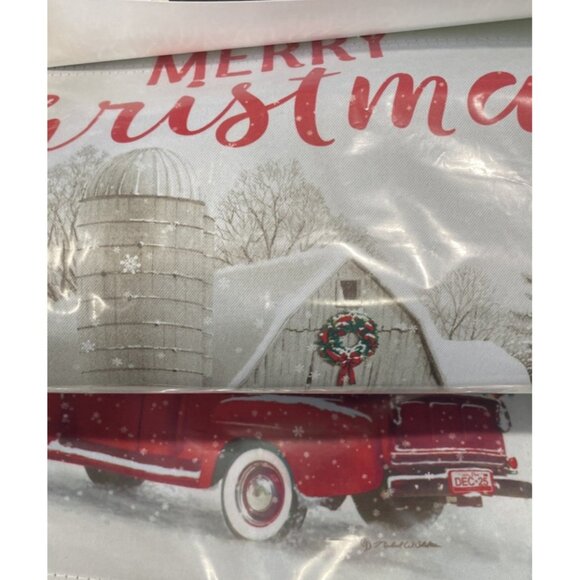 Farmhouse Christmas Garden Flag Holiday Party Banner Farm Truck Winter Decor New - Picture 2 of 5